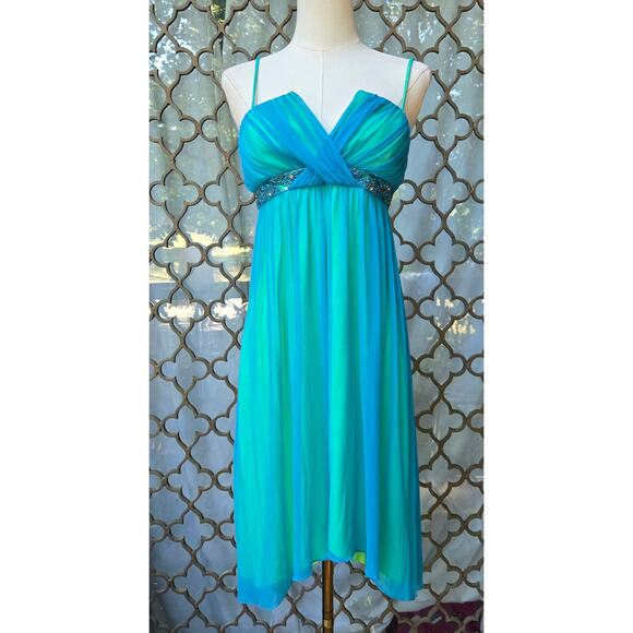 City Triangles Vtg Y2K Fairy Beaded Babydoll Semi-sheer Mesh Mini Dress S Hoco - Picture 1 of 11